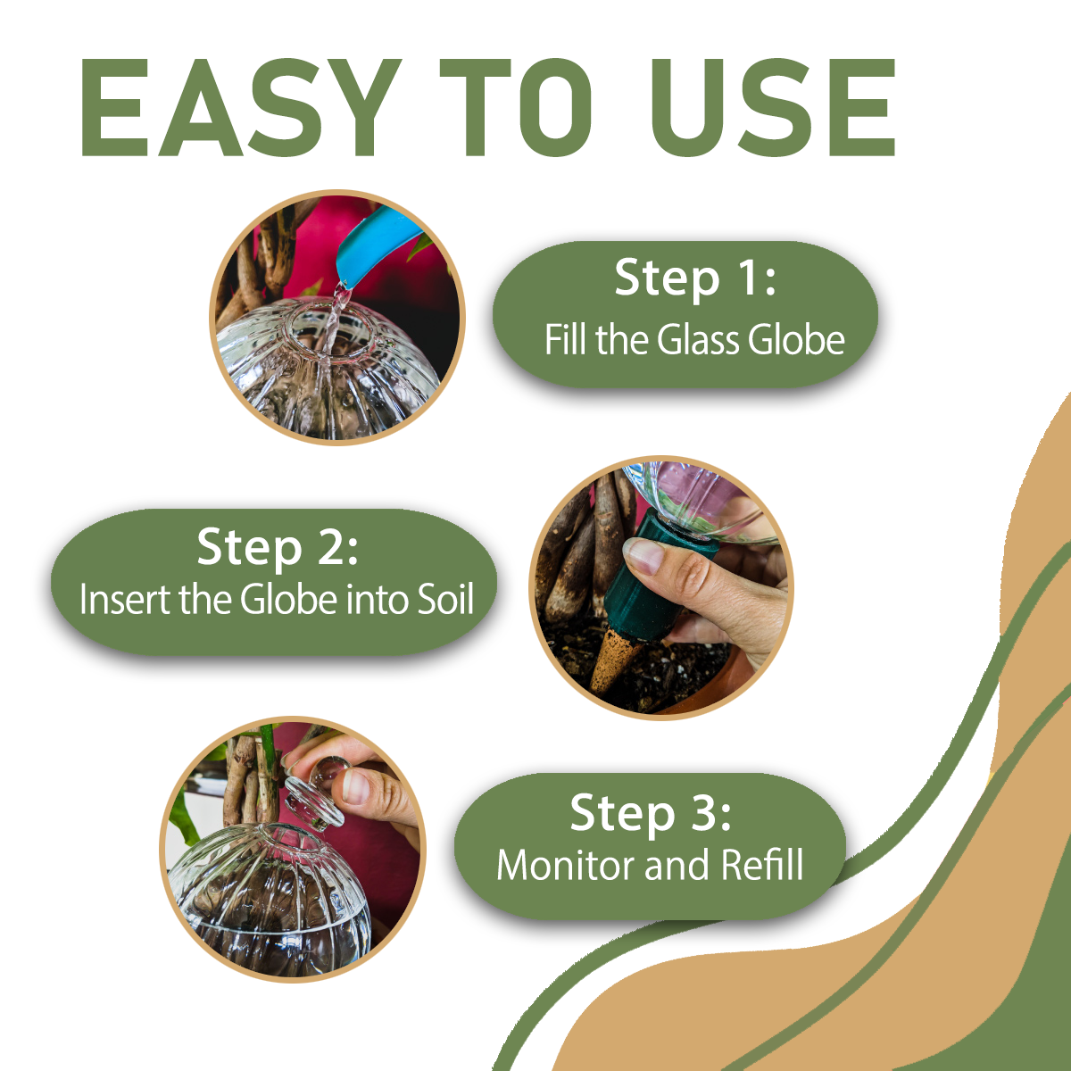 Glass Globe with Blumat Bottle Adapter